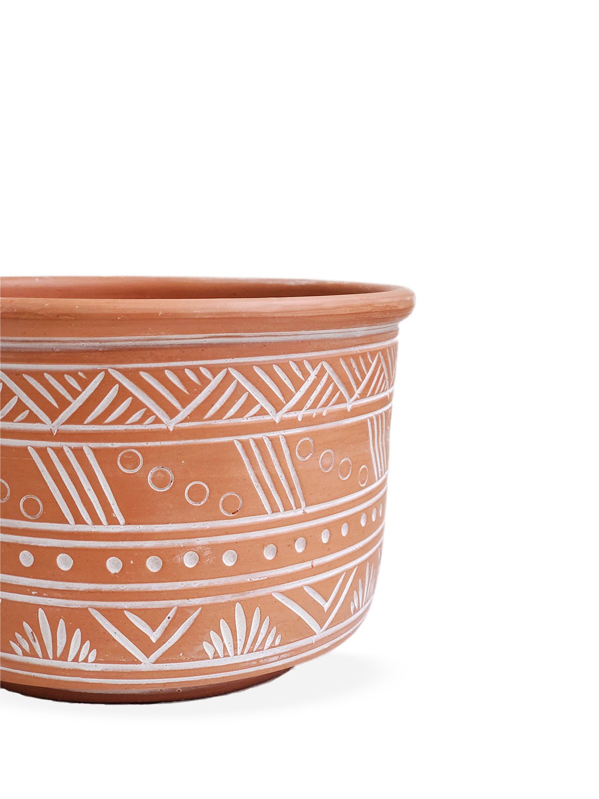 Hand Etched Terracotta Pot - Large - Terra Clara