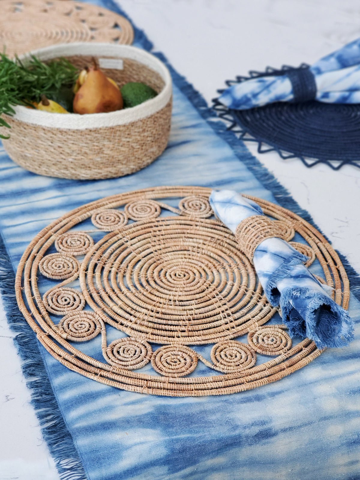 Bayu Woven Palm Fiber Placemat - Natural (Set of 2) - Terra Clara