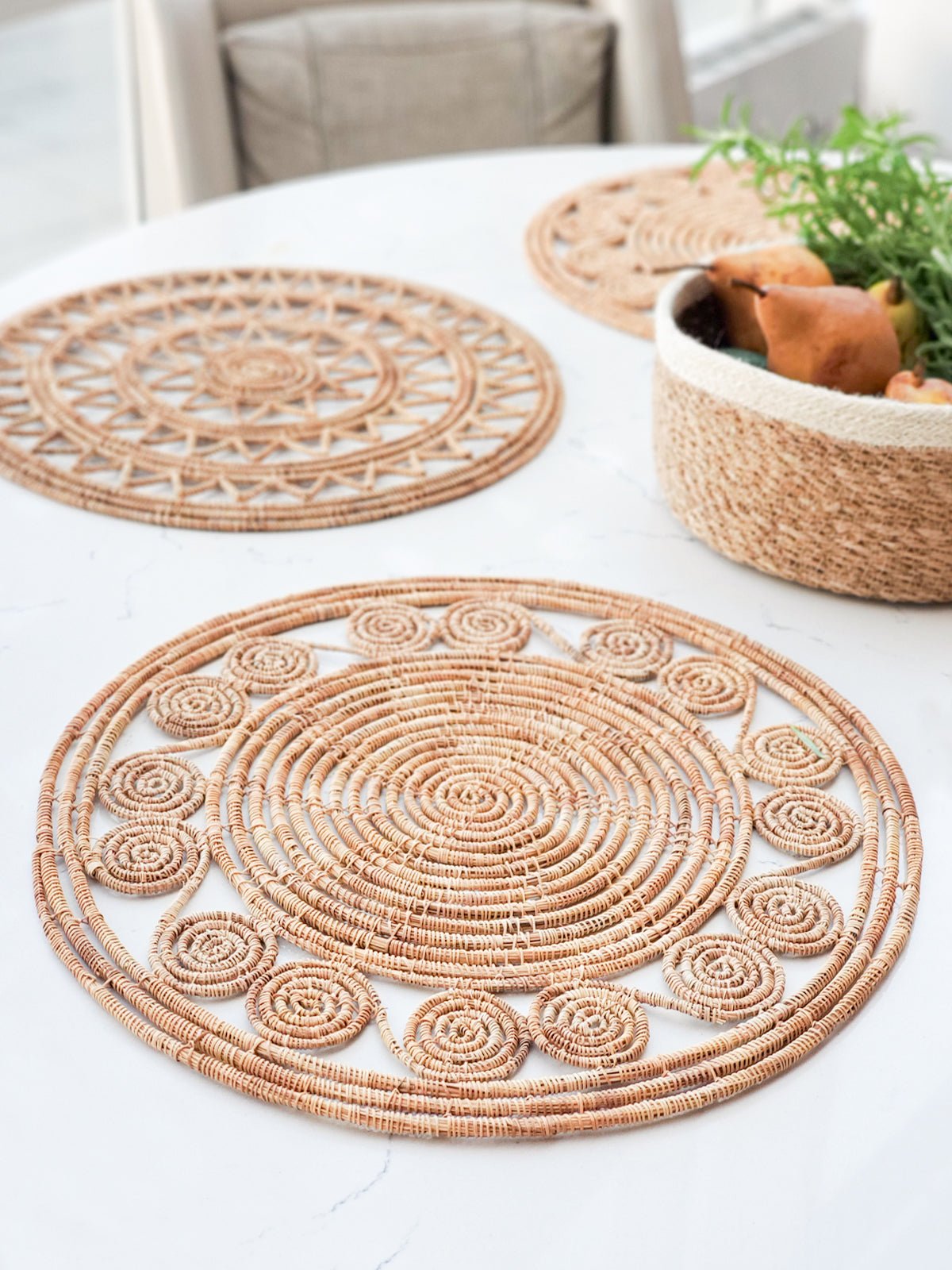 Bayu Woven Palm Fiber Placemat - Natural (Set of 2) - Terra Clara