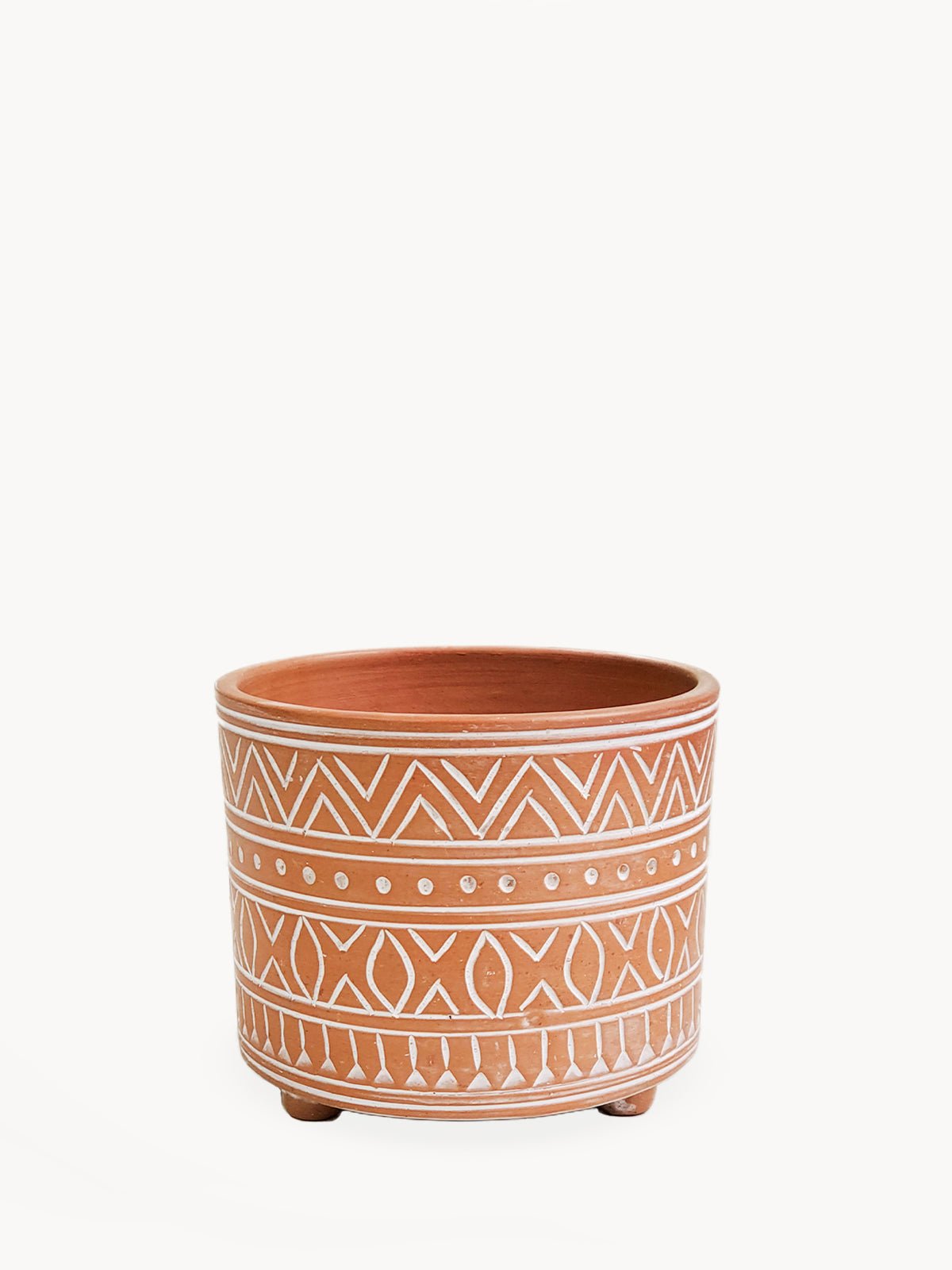 Hand Etched Terracotta Pot - Small - Terra Clara